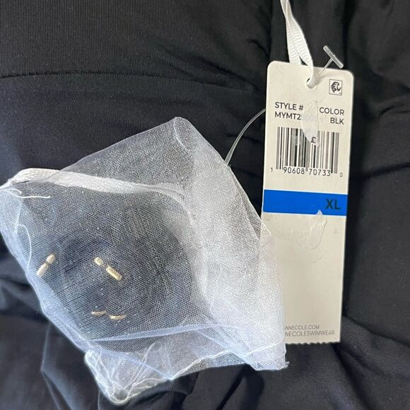 NWT Anne Cole | Women's Solid Twist Front Bandeaukini Swimwear Top Black XL - Picture 7 of 7